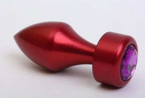 Красная анальная пробка с фиолетовым кристаллом - 7,8 см., 4sexdreaM