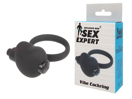 Чёрное эрекционное кольцо с вибрацией Sex Expert, Bior toys Чёрное эрекционное кольцо с вибрацией Sex Expert, Bior toys