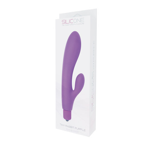 Фиолетовый вибратор с клиторальным пальчиком TINY RABBIT SILICONE - 15 см., Toyz4lovers
