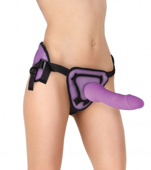 Фиолетовый страпон Deluxe Silicone Strap On 10 Inch - 25,5 см., Shots Media BV