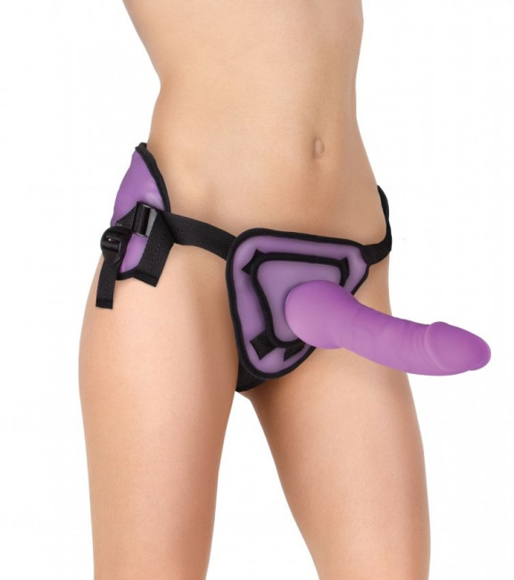 Фиолетовый страпон Deluxe Silicone Strap On 10 Inch - 25,5 см., Shots Media BV