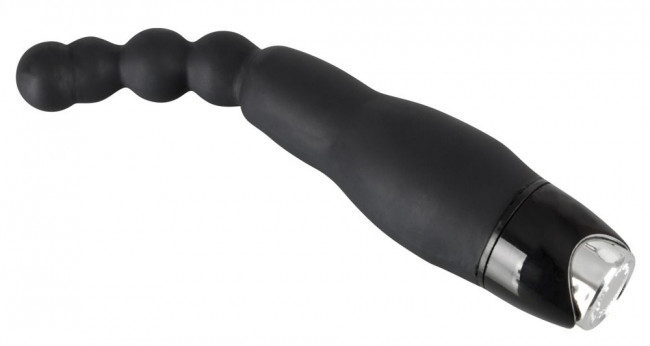 Чёрный анальный вибратор Vibrator with small balls - 22 см., Orion