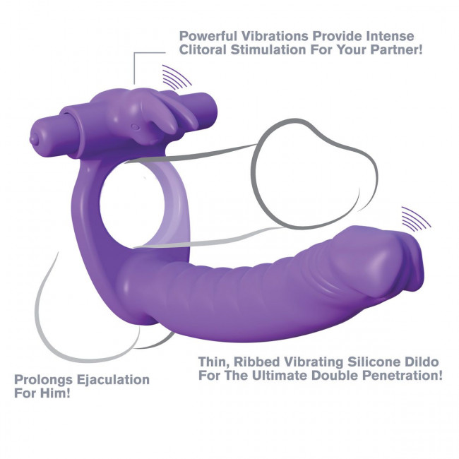 Эрекционное кольцо для двойного проникновения Silicone Double Penetrator Rabbit, Pipedream