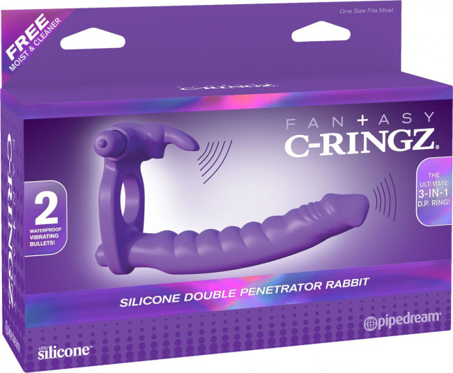 Эрекционное кольцо для двойного проникновения Silicone Double Penetrator Rabbit, Pipedream