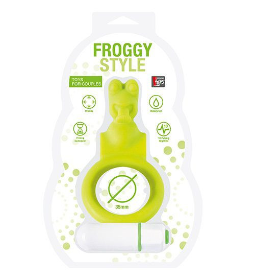 Зелёное эрекционное кольцо с вибрацией NEON FROGGY STYLE VIBRATING RING, Dream Toys
