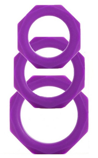 Набор из 3 фиолетовых эрекционных колец Octagon Rings 3 sizes , Shots Media BV