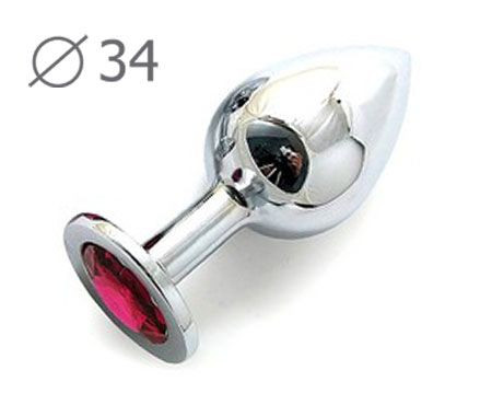 Коническая серебристая анальная втулка с малиновым кристаллом - 8,2 см., Anal Jewelry Plug Коническая серебристая анальная втулка с малиновым кристаллом - 8,2 см., Anal Jewelry Plug