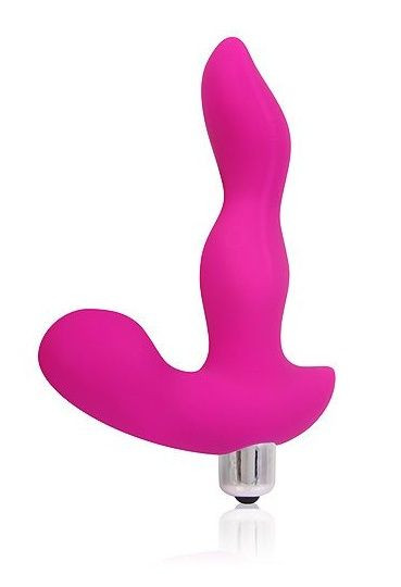 Розовый силиконовый вибромассажер  Cosmo с отростком - 10 см., Bior toys