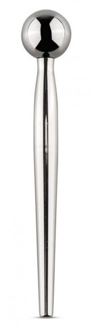 Серебристый уретральный стимулятор Sinner Metal Solid Penis Plug with Ball - 9,5 см.