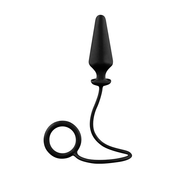 Чёрное эрекционное кольцо с анальной пробкой MENZSTUFF 4INCH SINGLE RING ANAL PLUG, Dream Toys