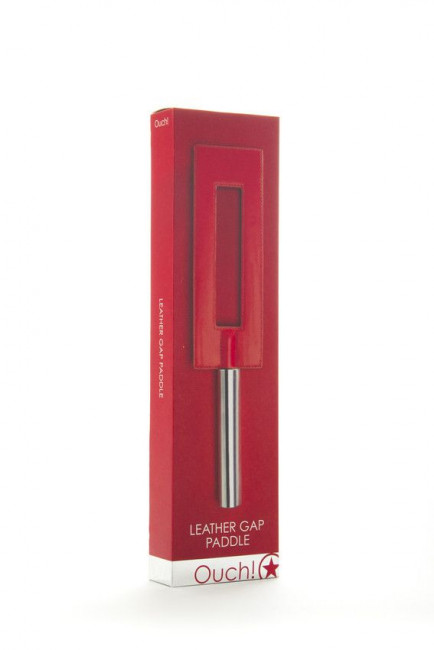 Красная шлёпалка Leather Gap Paddle - 35 см., Shots Media BV