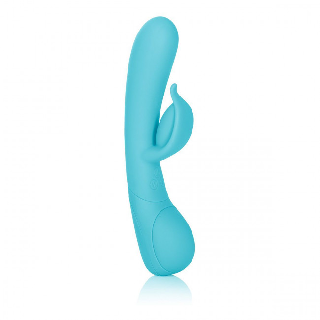 Голубой вибромассажер Impress Dove со стимуляцией клитора - 18 см., California Exotic Novelties