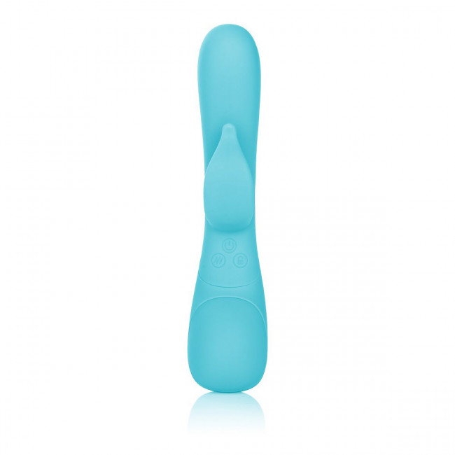 Голубой вибромассажер Impress Dove со стимуляцией клитора - 18 см., California Exotic Novelties