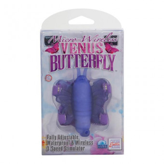 Фиолетовая вибробабочка на ремешках Micro Wireless Venus Butterfly, California Exotic Novelties