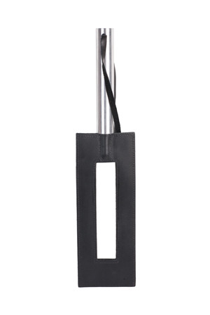 Чёрная кожаная шлёпалка-рамка Leather Gap Paddle - 36 см., Sitabella