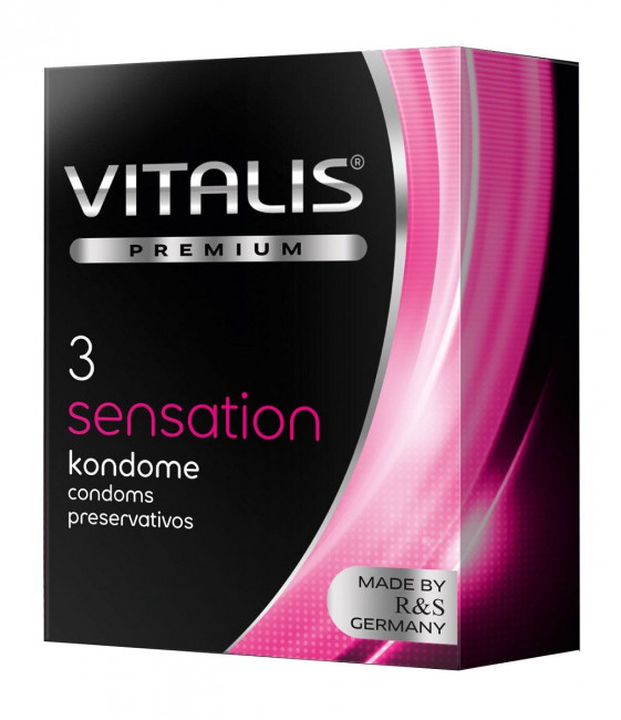 Презервативы с пупырышками и кольцами VITALIS PREMIUM sensation - 3 шт., R&S GmbH