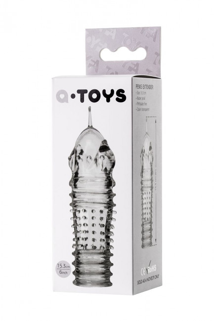 Прозрачная насадка на пенис TOYFA A-Toys с расширенной головкой - 15,3 см., A-toys