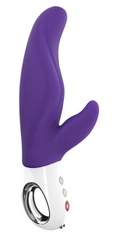 Фиолетовый вибратор с клиторальным отростком Lady Bi - 22,1 см., Fun Factory