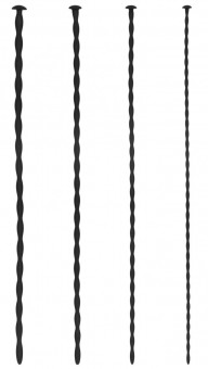 Набор из 4 черных стимуляторов уретры Spiral Screw Plug Set