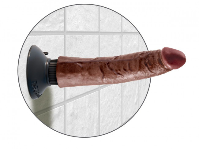 Коричневый вибратор со съемной присоской 7" Vibrating Cock - 20 см., Pipedream