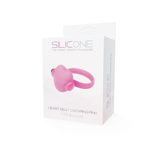 Розовое эрекционное виброкольцо с сердечком HEART BEAT COCKRING SILICONE, Toyz4lovers