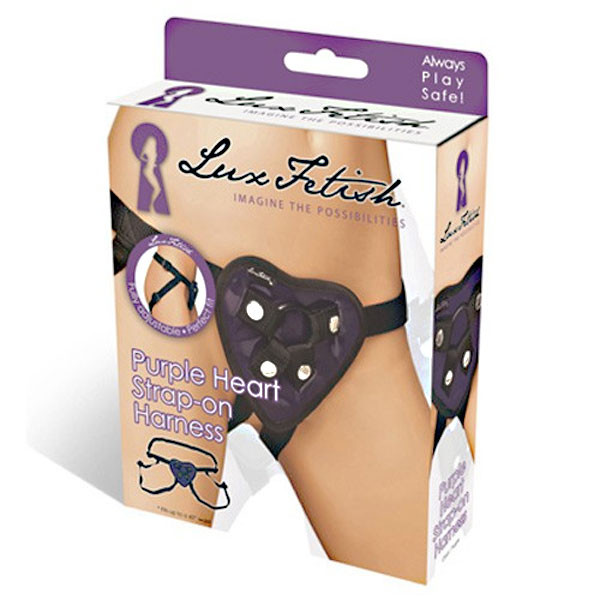 Трусики с фиолетовым сердечком для страпона, Lux Fetish
