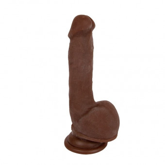 Фаллоимитатор коричневого цвета из киберкожи - 11 см., Bior toys