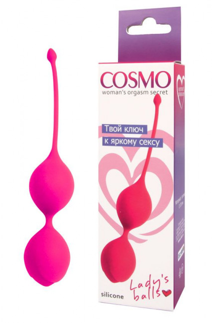 Розовые двойные вагинальные шарики с хвостиком Cosmo, Bior toys