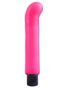 Ярко-розовый вибромассажер с загнутым кончиком XL G-Spot Softees - 16,2 см., Pipedream