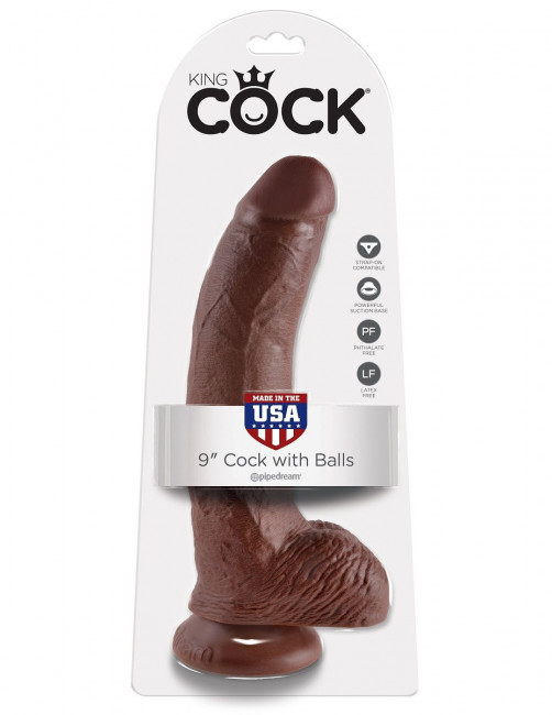 Коричневый фаллоимитатор 9" Cock with Balls - 22,9 см., Pipedream Коричневый фаллоимитатор 9" Cock with Balls - 22,9 см., Pipedream