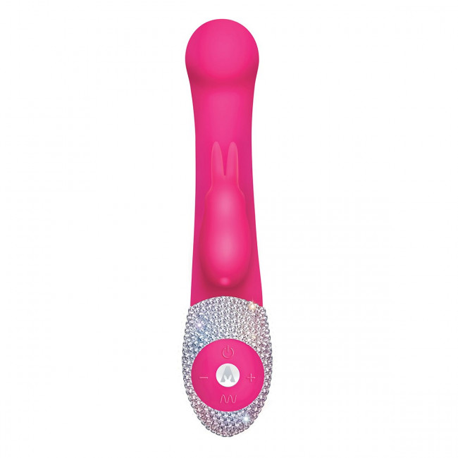 Розовый вибромассажёр The G-spot Rabbit с украшенной стразами рукоятью - 22 см., The Rabbit Company