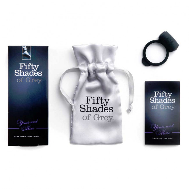 Темно-серое эрекционное кольцо Vibrating Love Ring с вибрацией, Fifty Shades of Grey