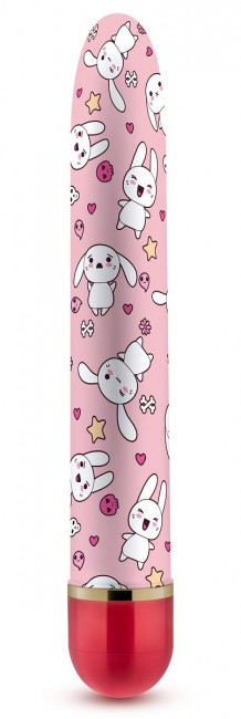 Яркий вибромассажёр с принтом Sweet Bunny - 17,8 см. Яркий вибромассажёр с принтом Sweet Bunny - 17,8 см.