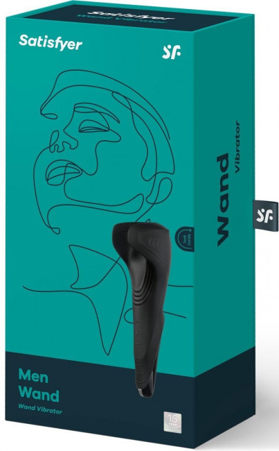 Чёрный нереалистичный мастурбатор с вибрацией Satisfyer Men Wand, Satisfyer