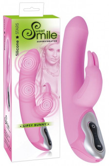 Многофункциональный розовый вибратор Smile Gipsy - 24 см., Orion