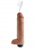 Кофейный фаллоимитатор King Cock 10" Squirting Cock с эффектом эякуляции - 25,4 см.