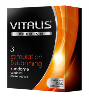 Презервативы VITALIS PREMIUM stimulation & warming с согревающим эффектом - 3 шт., R&S GmbH