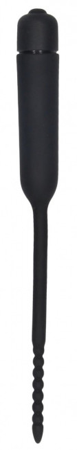 Черный стимулятор уретры с вибрацией Silicone Vibrating Bullet Plug With Beaded Tip Черный стимулятор уретры с вибрацией Silicone Vibrating Bullet Plug With Beaded Tip