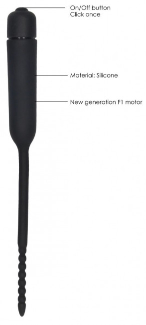 Черный стимулятор уретры с вибрацией Silicone Vibrating Bullet Plug With Beaded Tip Черный стимулятор уретры с вибрацией Silicone Vibrating Bullet Plug With Beaded Tip