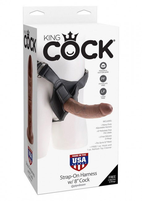 Коричневый страпон на трусиках Strap-on Harness Cock - 20,3 см., Pipedream