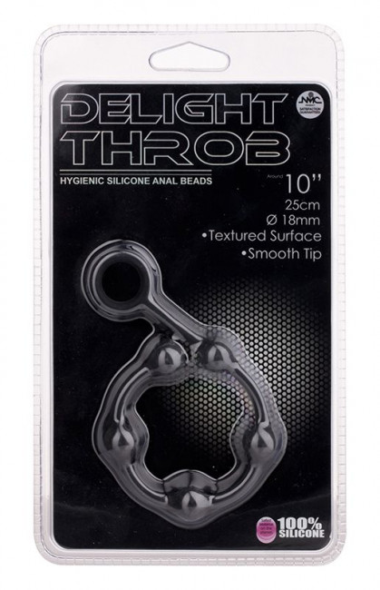 Чёрная анальная цепочка DELIGHT THROB ANAL SPIKED BEADS - 25 см., NMC