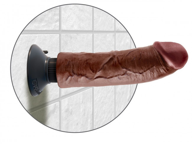 Коричневый вибратор со съемной присоской 8" Vibrating Cock -  21,6 см., Pipedream