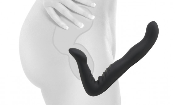 Черный безремневой страпон 8" Strapless Strap-On - 20,3 см., Pipedream