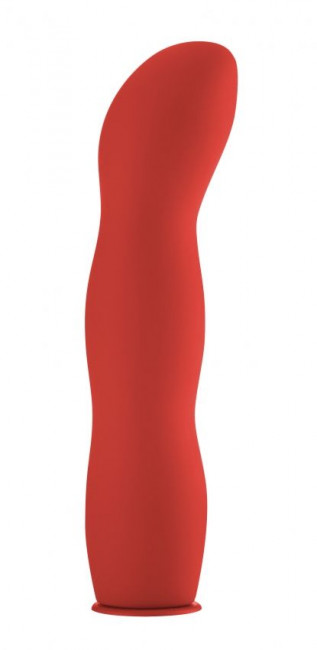 Красный страпон Deluxe Silicone Strap On 10 Inch с волнистой насадкой - 25,5 см., Shots Media BV