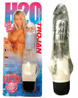 Прозрачный гелевый водонепроницаемый вибратор H2O TROJAN WATERPROOF VIBRATOR - 17 см., Seven Creations