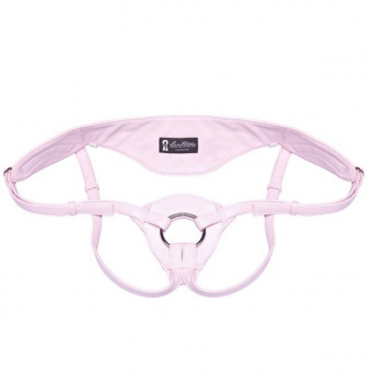 Розовые трусики для страпона из патентованной кожи, Lux Fetish