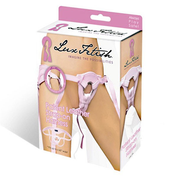 Розовые трусики для страпона из патентованной кожи, Lux Fetish