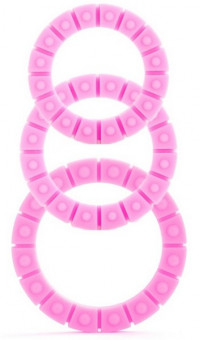Набор из 3 розовых эрекционных колец Silicone Love Wheel 3 sizes, Shots Media BV