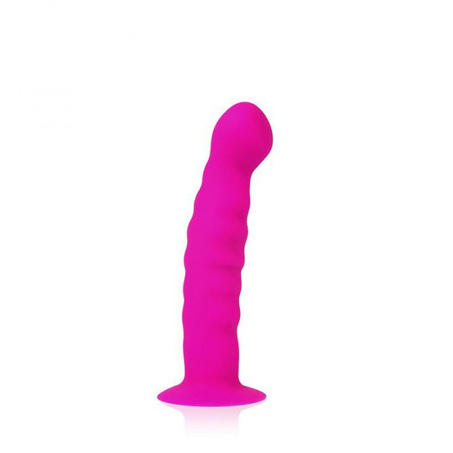 Розовый фаллоимитатор с ребристой поверхностью Cosmo - 14 см., Bior toys Розовый фаллоимитатор с ребристой поверхностью Cosmo - 14 см., Bior toys