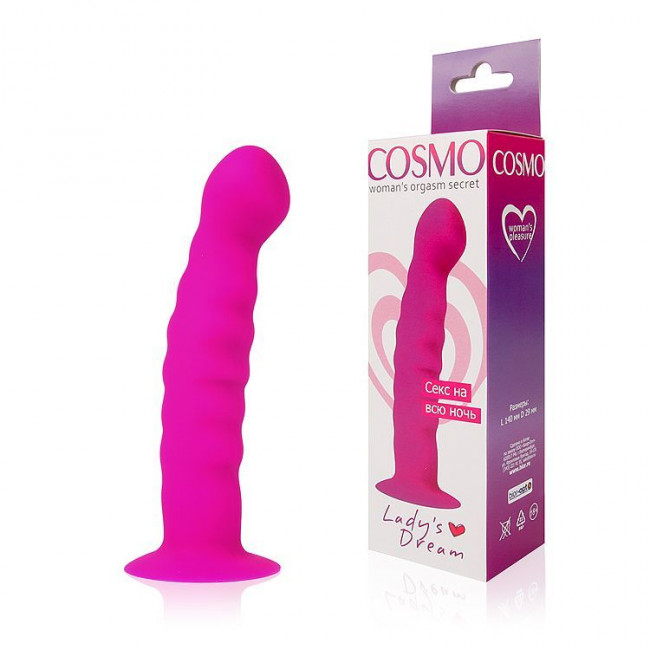 Розовый фаллоимитатор с ребристой поверхностью Cosmo - 14 см., Bior toys Розовый фаллоимитатор с ребристой поверхностью Cosmo - 14 см., Bior toys